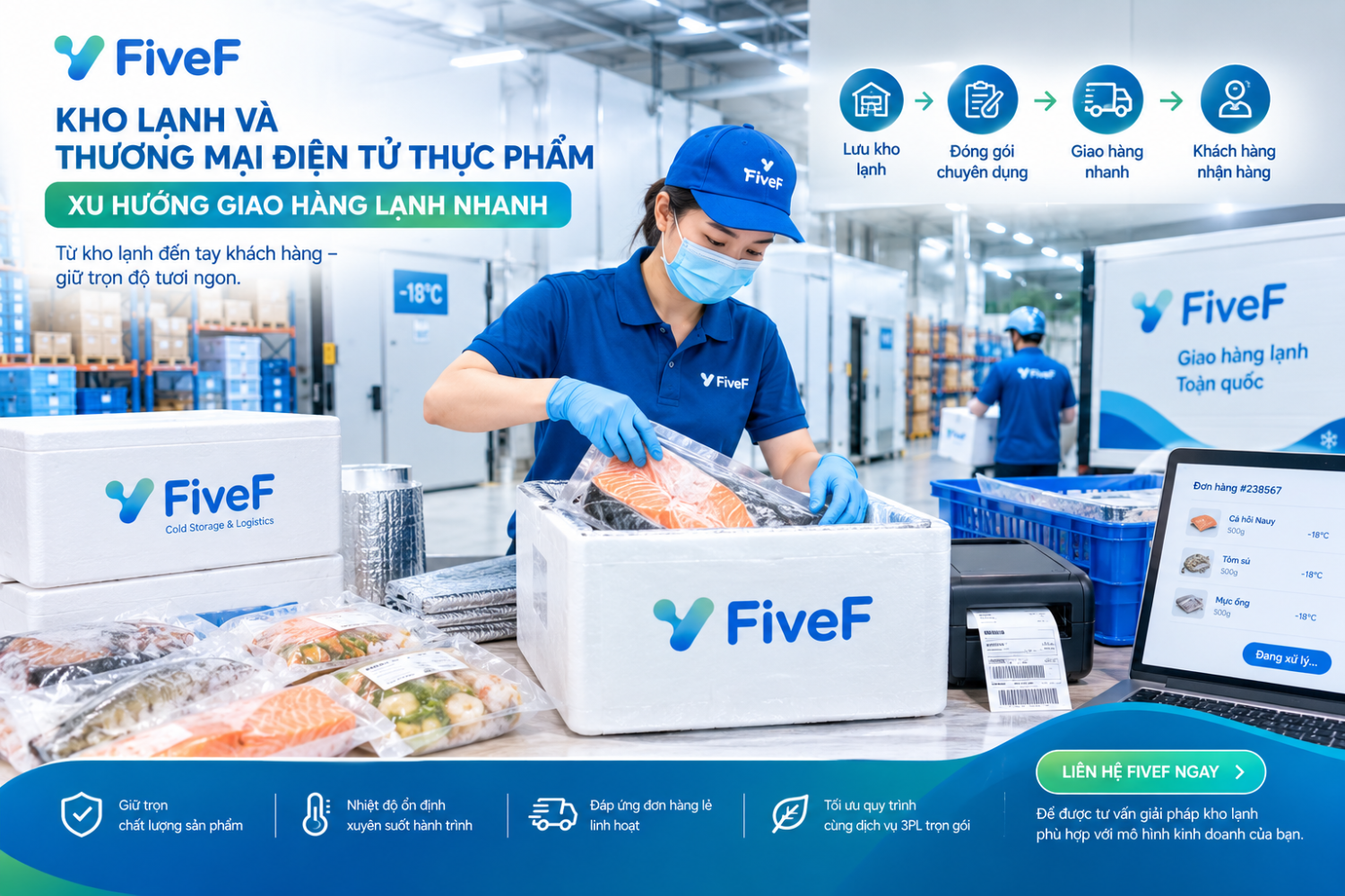 Kho lạnh và Thương mại điện tử Thực phẩm: Xu hướng giao hàng lạnh nhanh